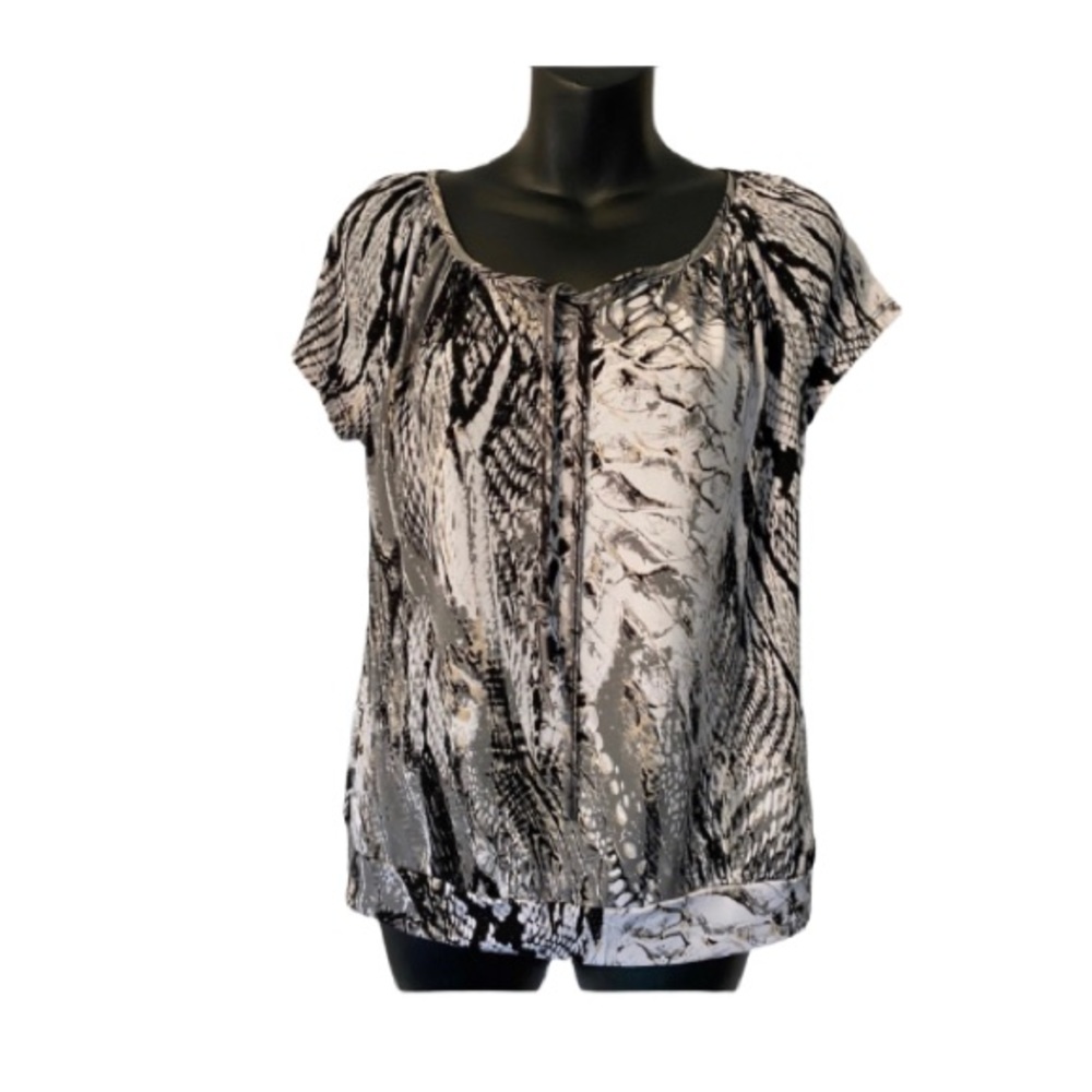CLEO BLACK & GREY TOP W/RIBBED BOTTOM